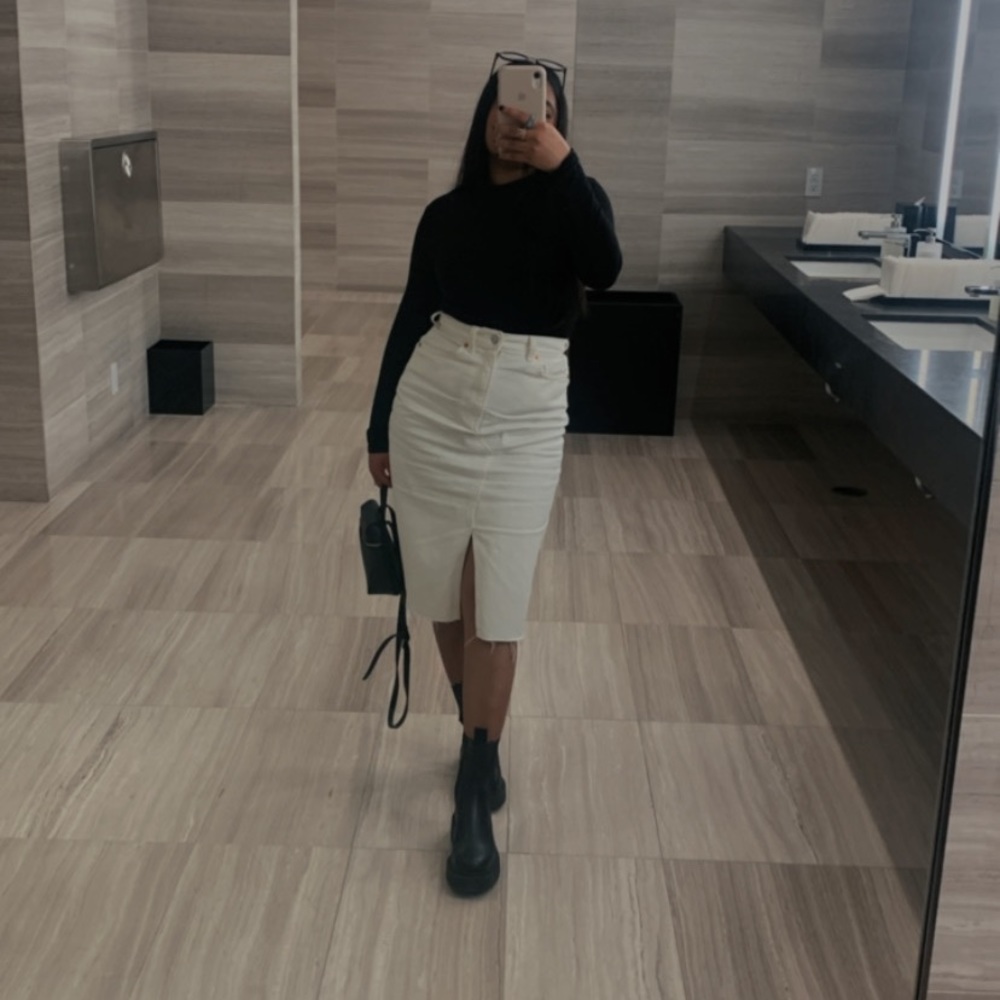 Mango denim skirt with slit